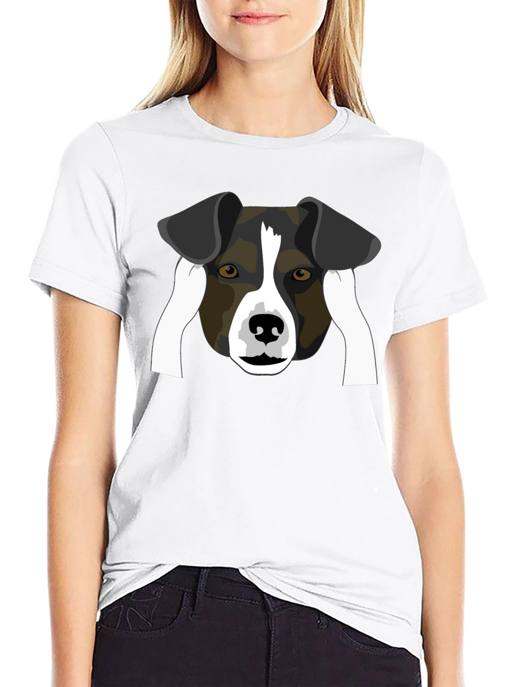 Dog Face Graphic Black T-Shirt