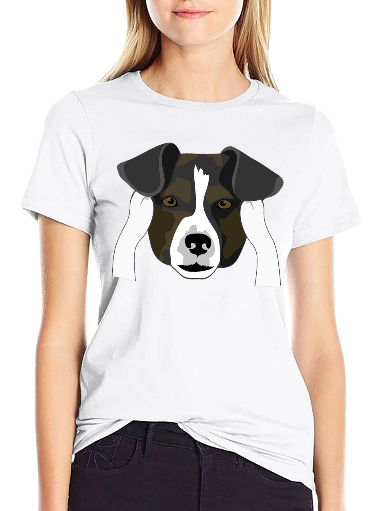Dog Face Graphic Black T-Shirt