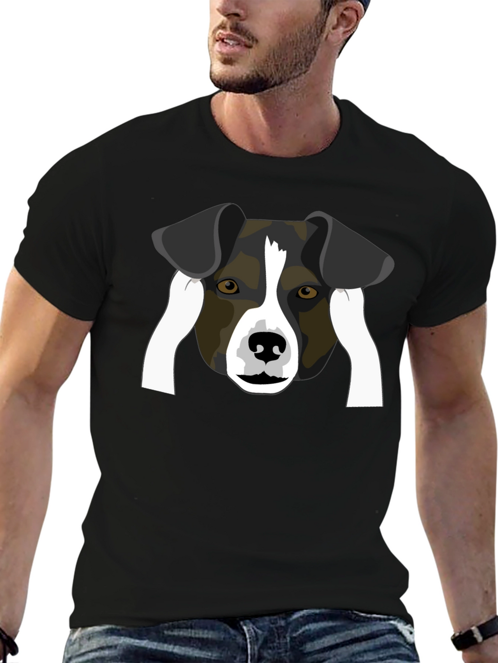 Dog Face Graphic Black T-Shirt