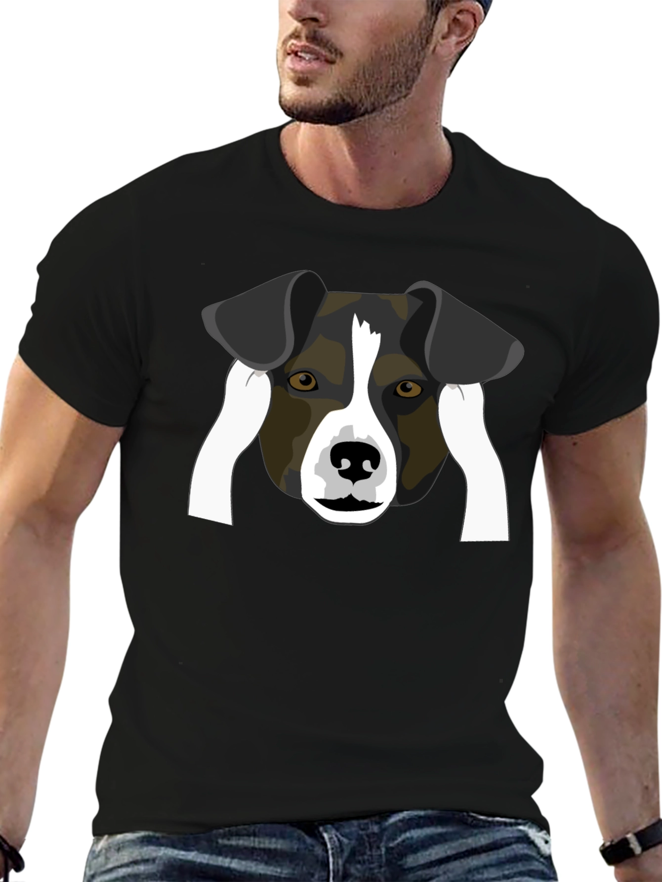 Dog Face Graphic Black T-Shirt