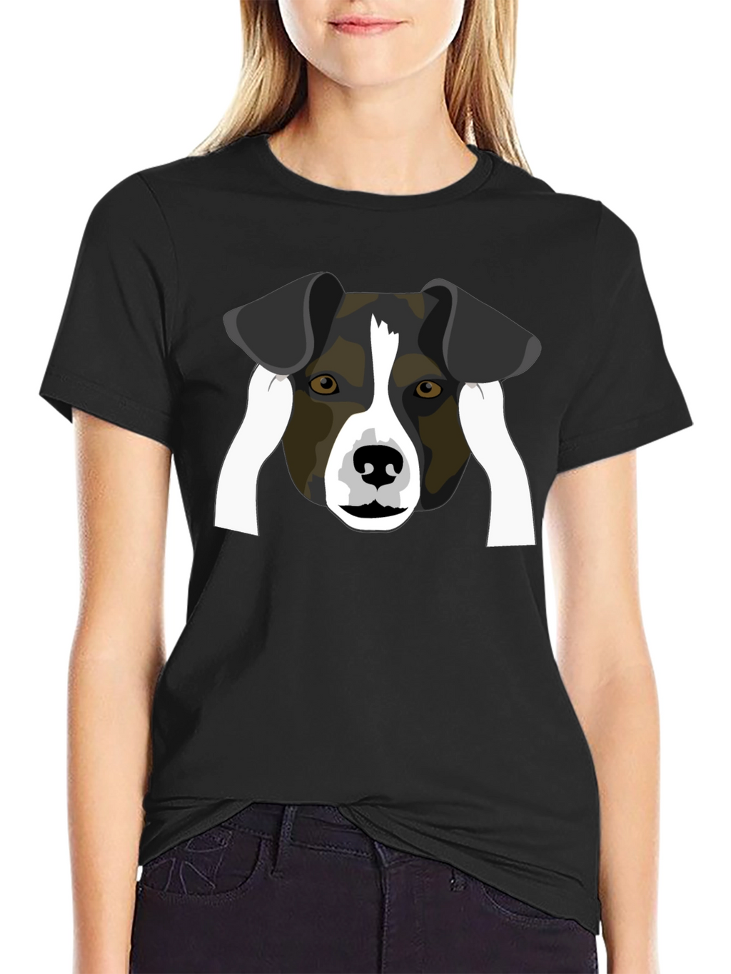 Dog Face Graphic Black T-Shirt