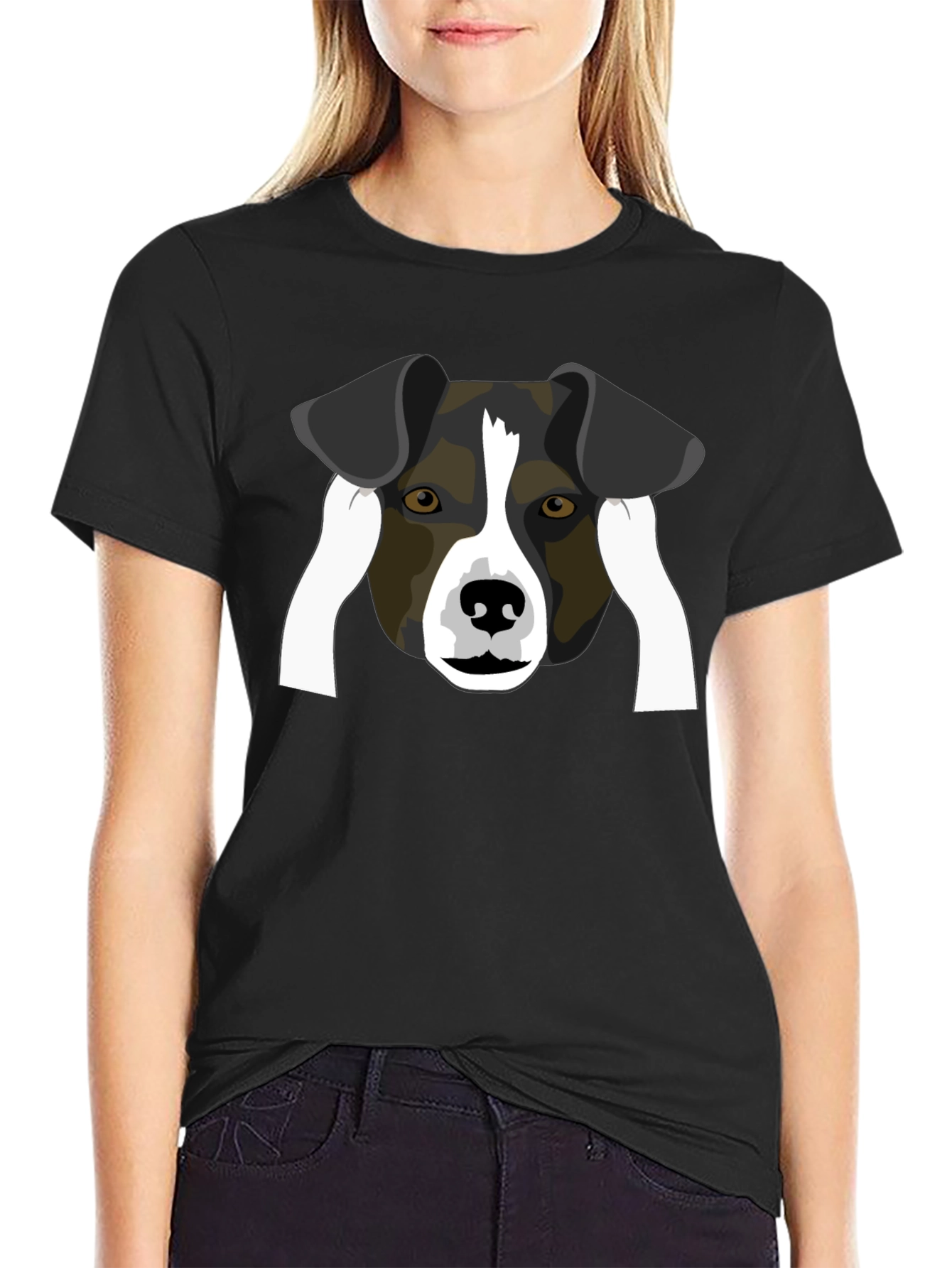 Dog Face Graphic Black T-Shirt