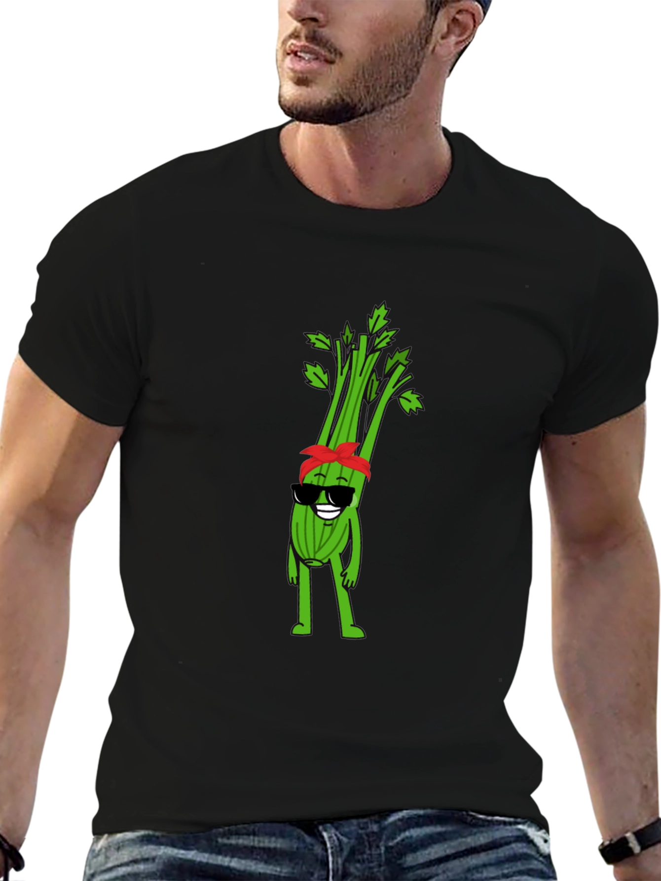 Cool Celery Cartoon Graphic T-Shirt
