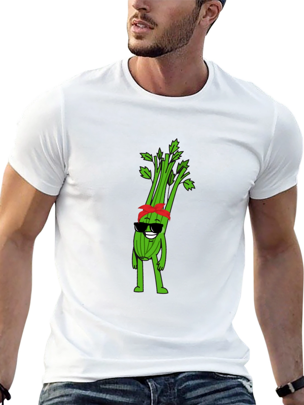 Cool Celery Cartoon Graphic T-Shirt