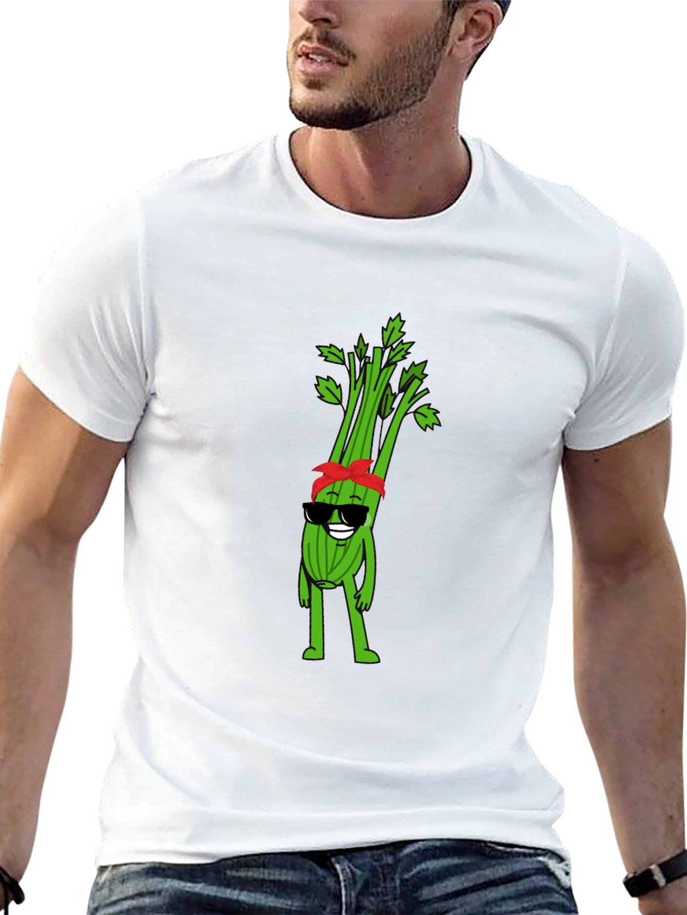 Cool Celery Cartoon Graphic T-Shirt