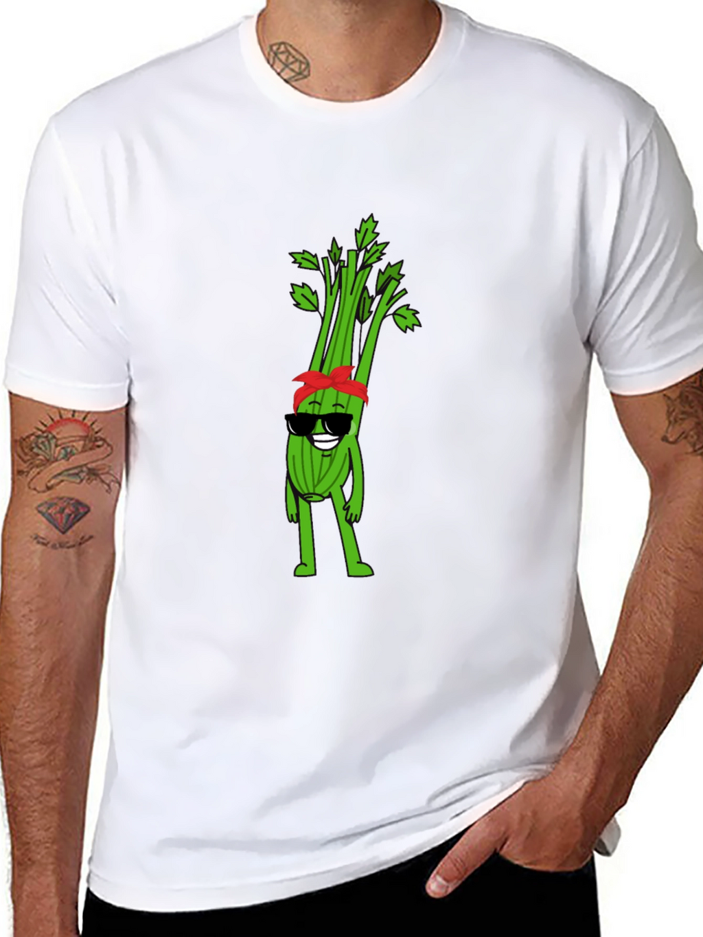 Cool Celery Cartoon Graphic T-Shirt