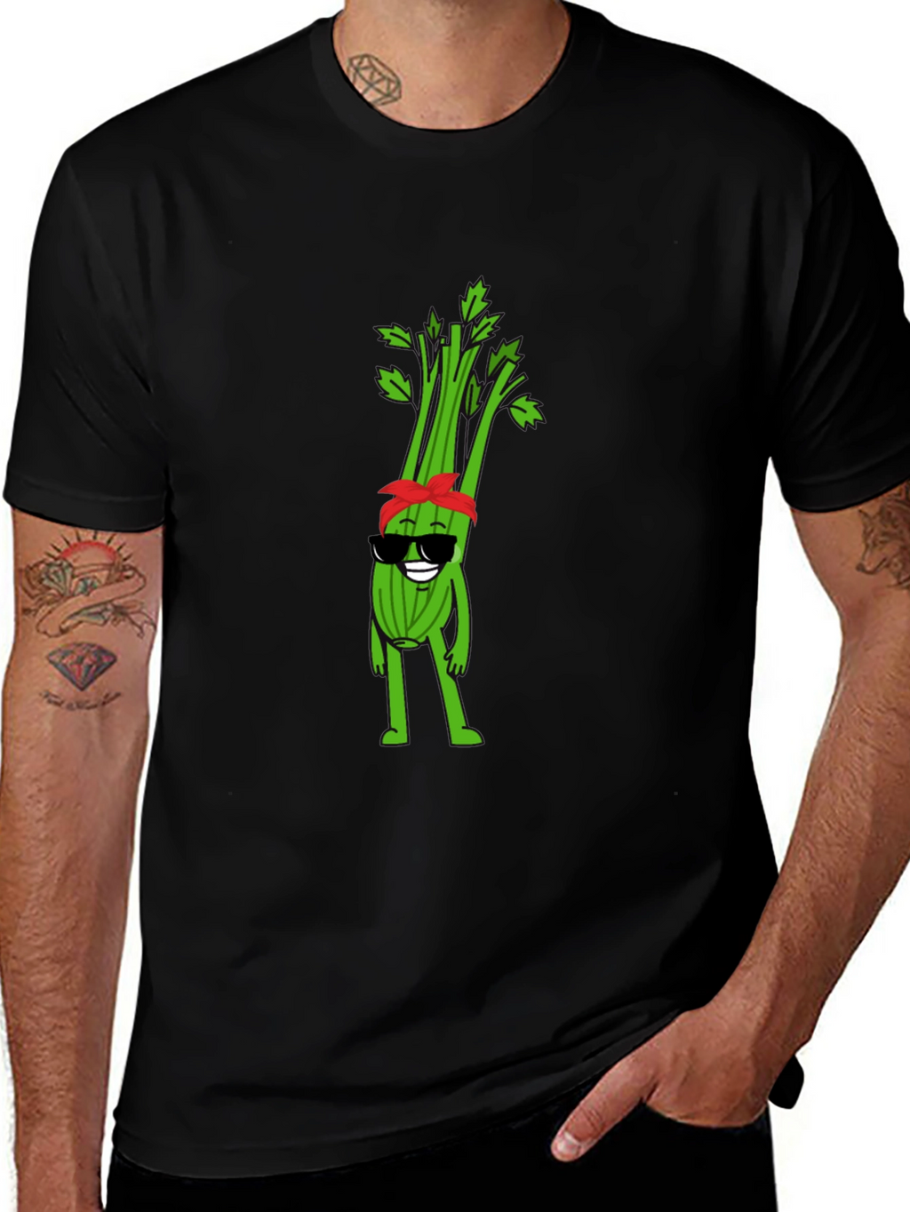 Cool Celery Cartoon Graphic T-Shirt