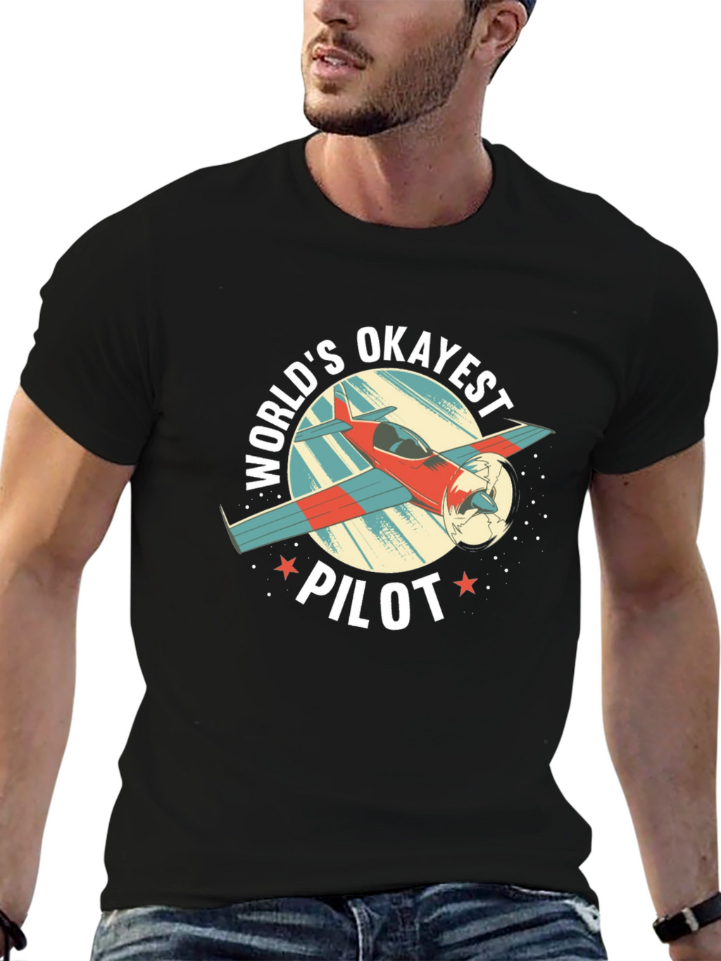 Worlds Okayest Pilot Graphic T-Shirt