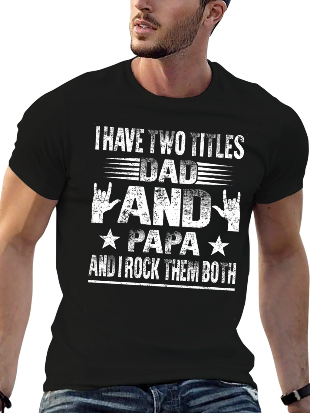 Dad Papa Rock Star T-Shirt Funny Fathers Day Gift