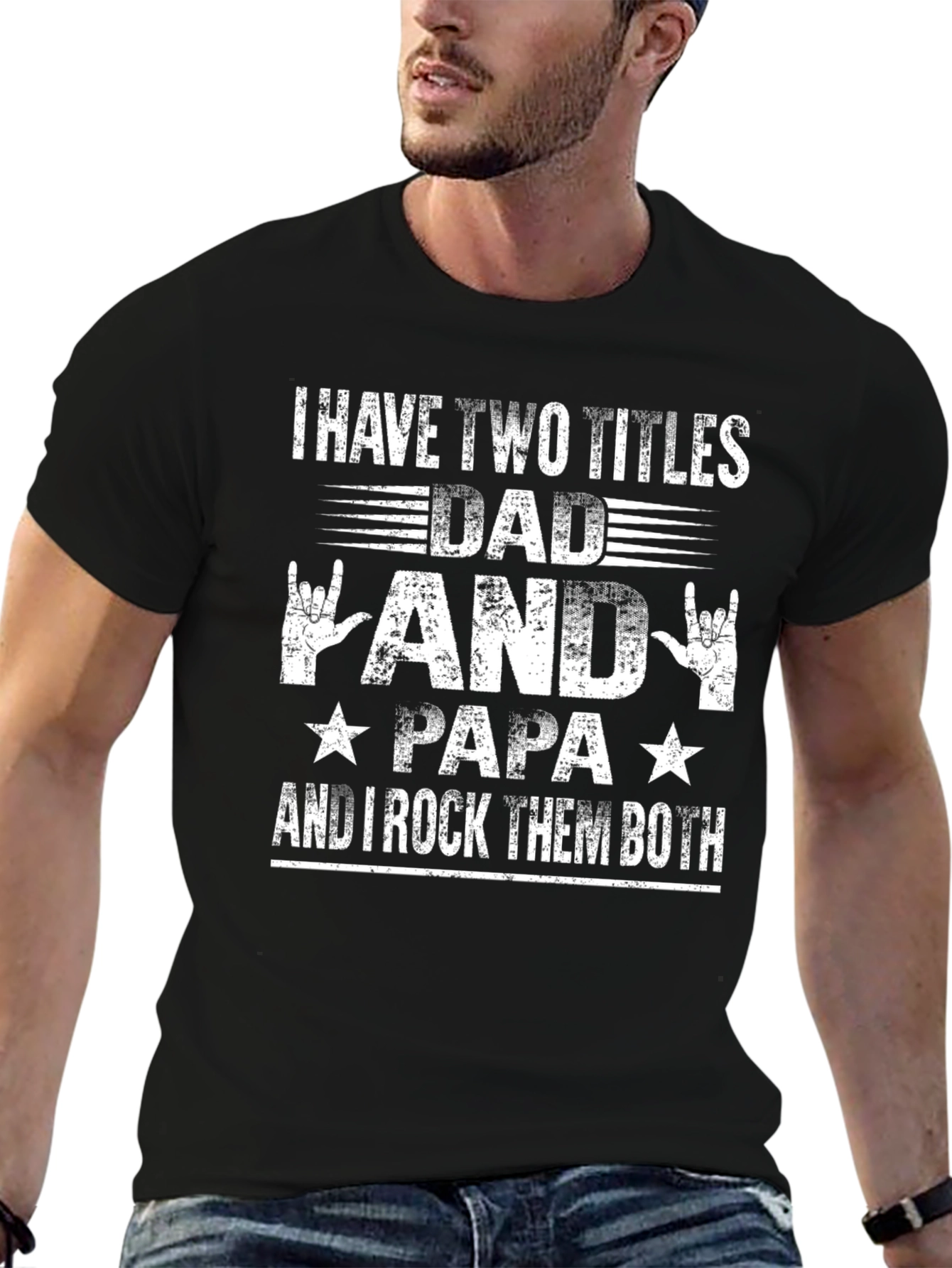 Dad Papa Rock Star T-Shirt Funny Fathers Day Gift