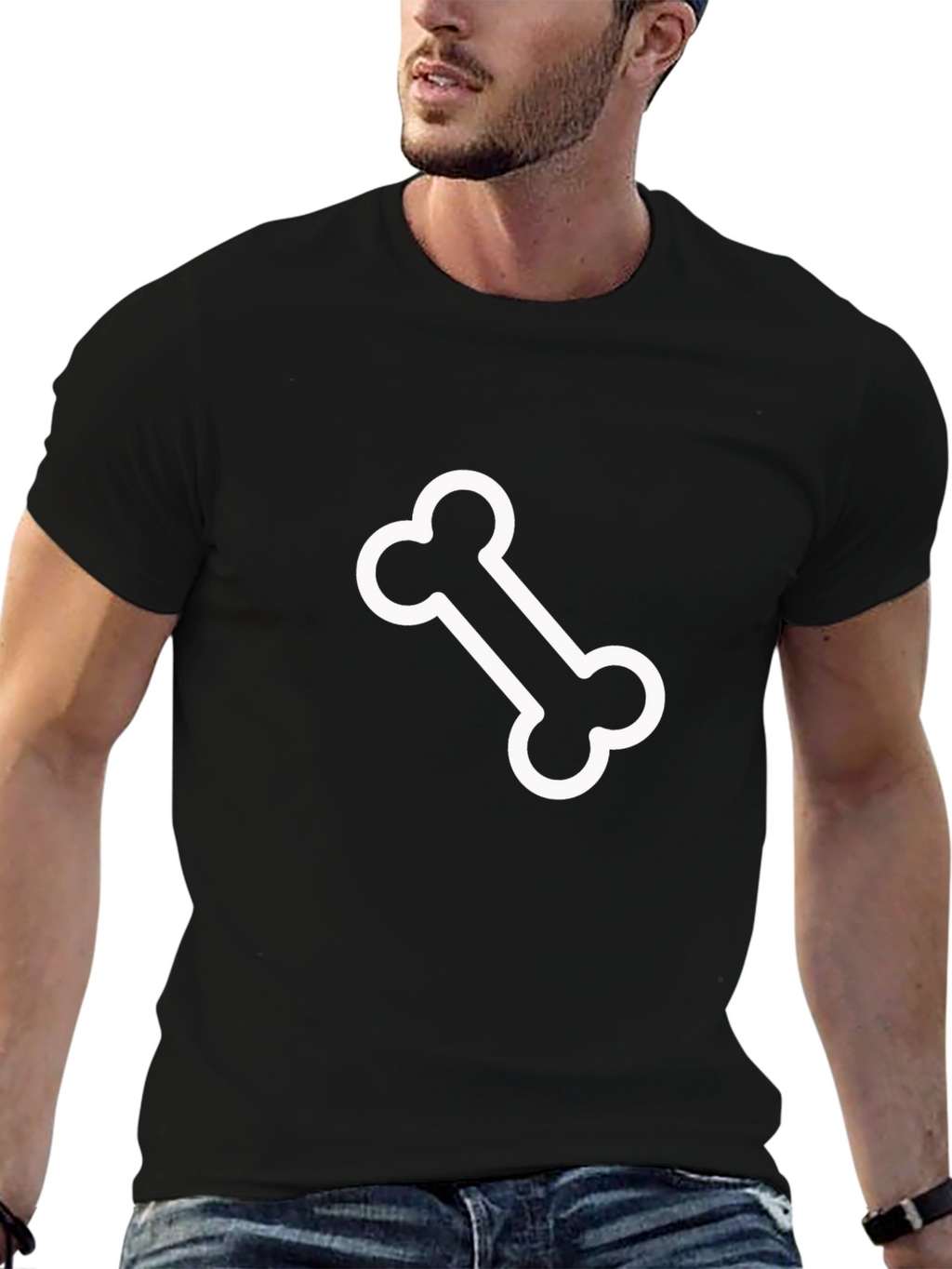 Bone Graphic Black Tee - Casual Style