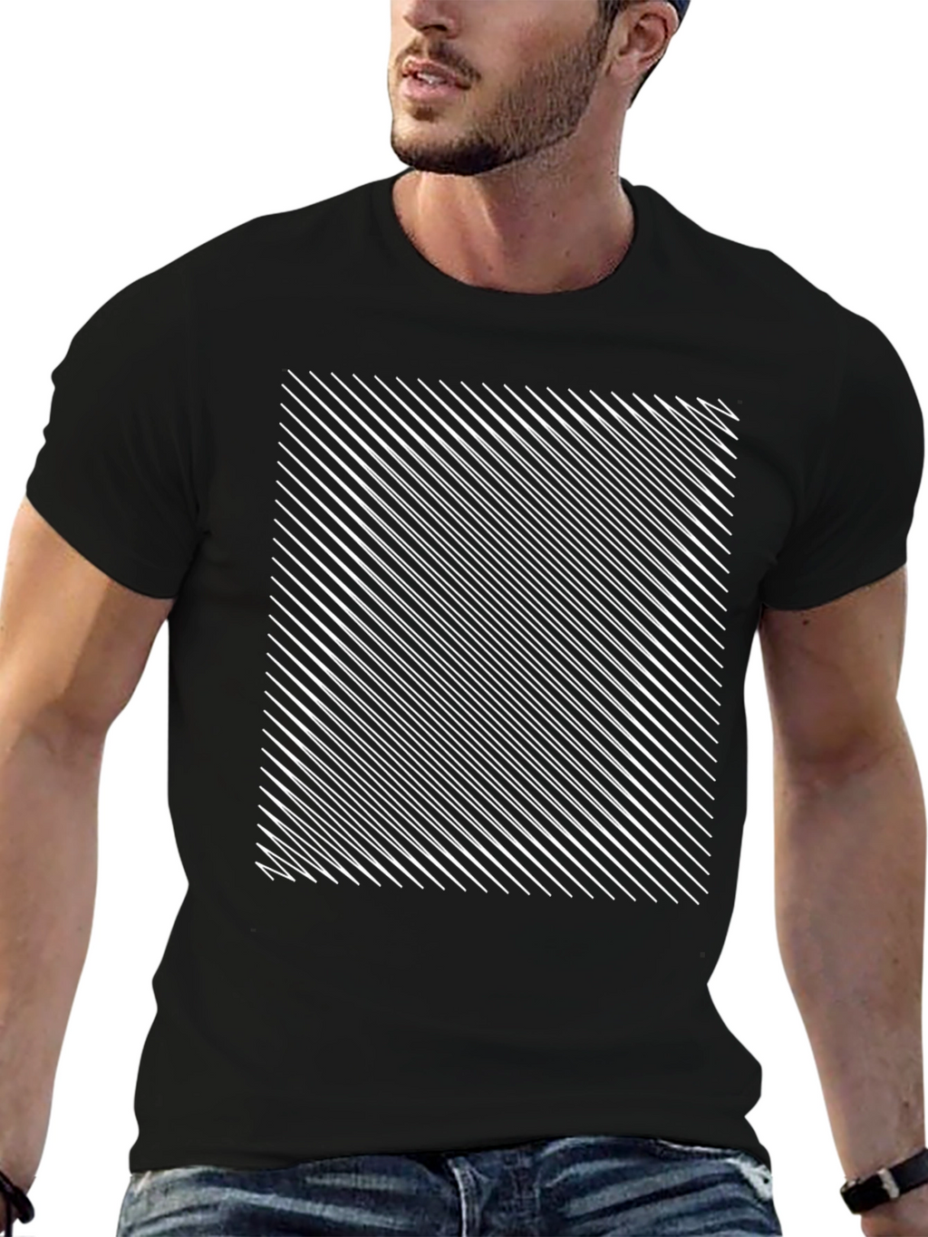 Optical Illusion Black Graphic Tee Shirt
