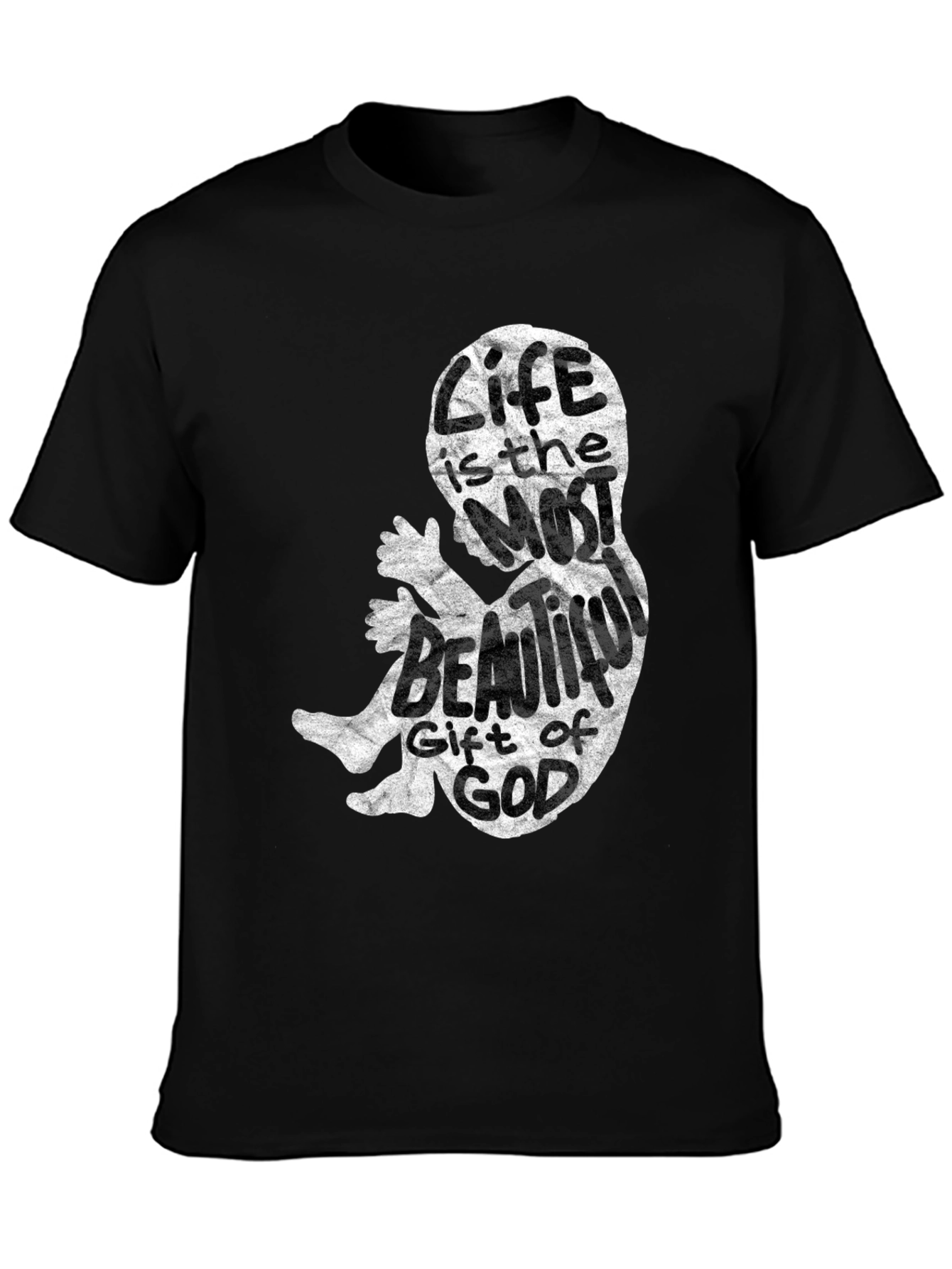 Pro-Life Fetus Graphic Tee - Life is Beautiful Cotton T-Shirt