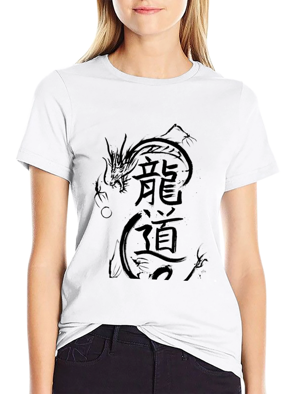 Mens Black Dragon Print T-Shirt