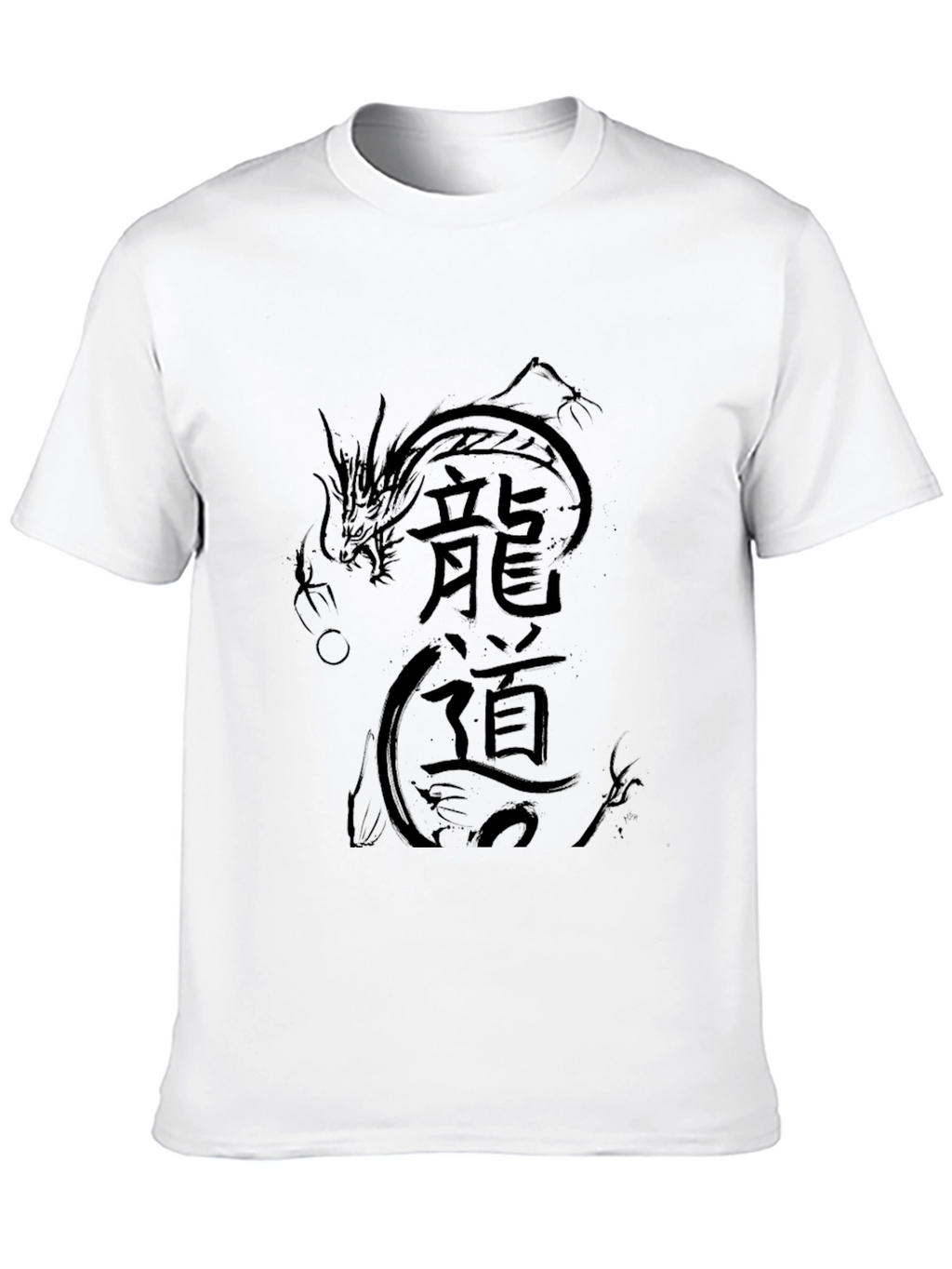 Mens Black Dragon Print T-Shirt