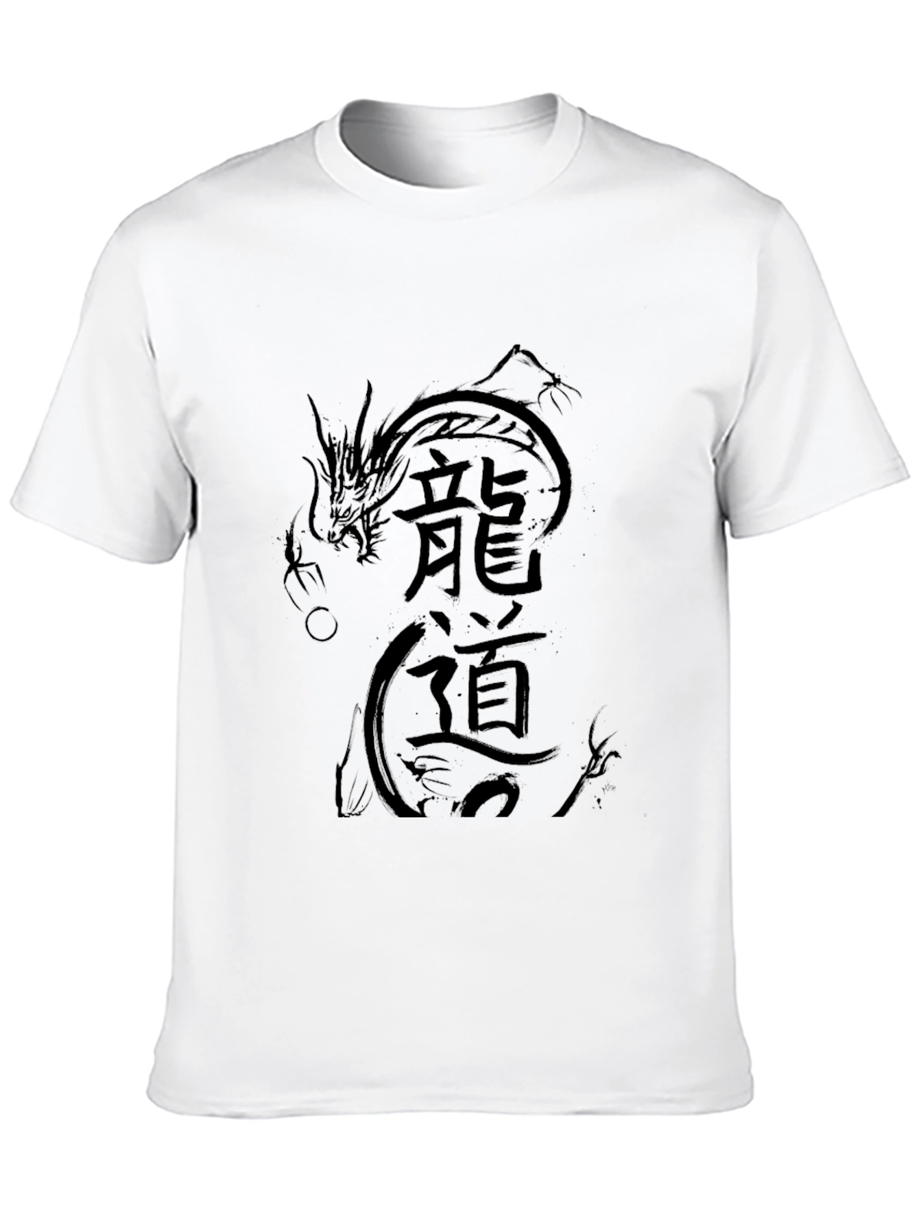 Mens Black Dragon Print T-Shirt