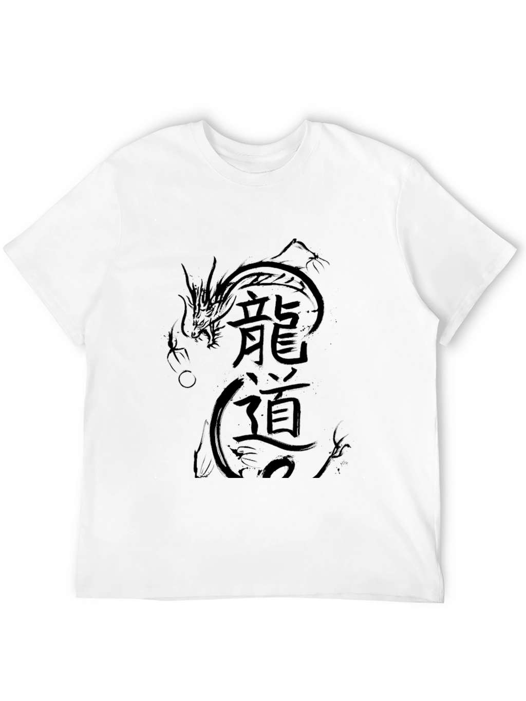 Mens Black Dragon Print T-Shirt