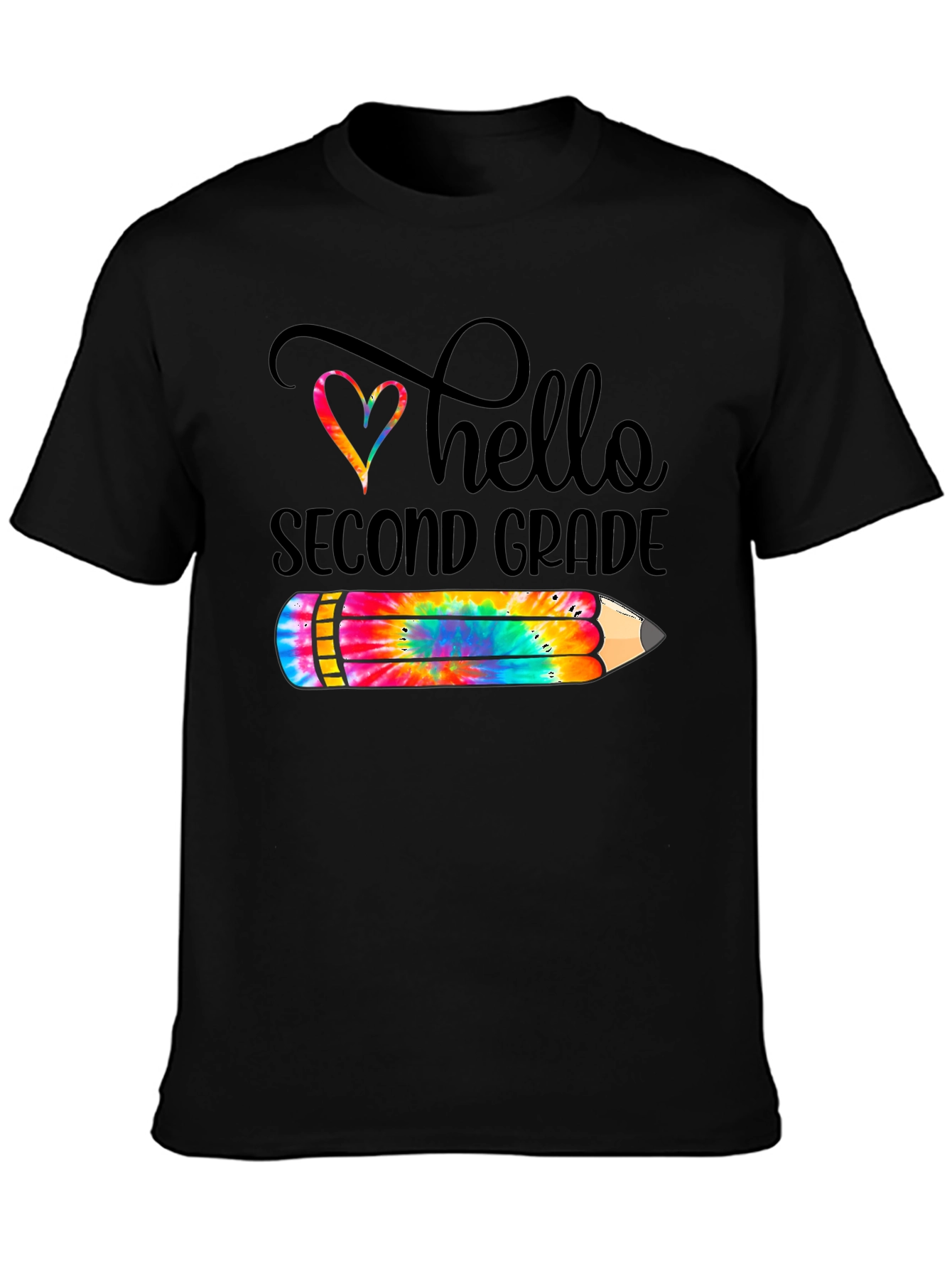 Hello Second Grade Teacher T-Shirt Colorful Pencil Design
