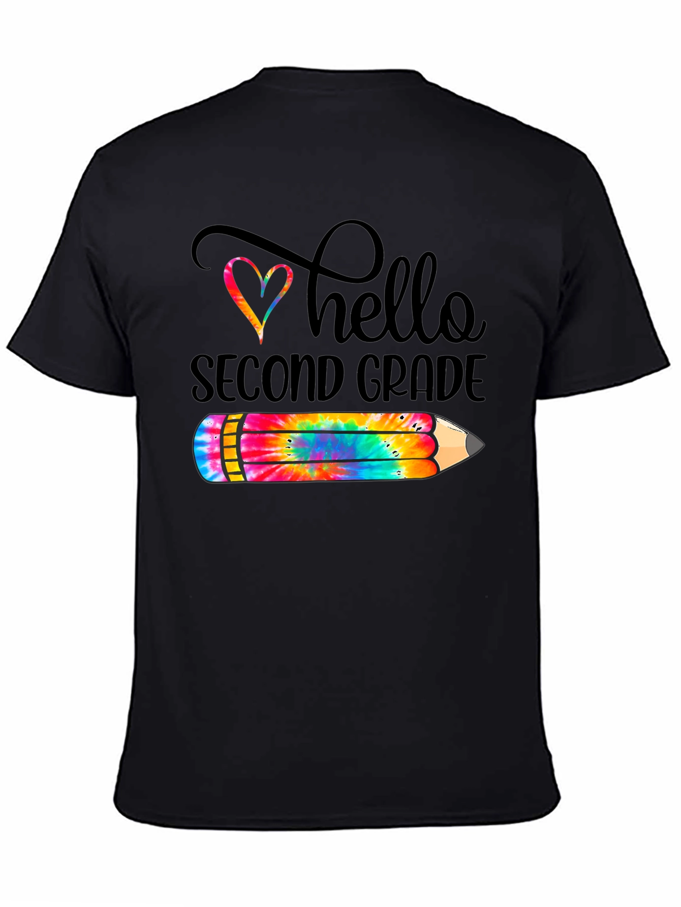 Hello Second Grade Teacher T-Shirt Colorful Pencil Design