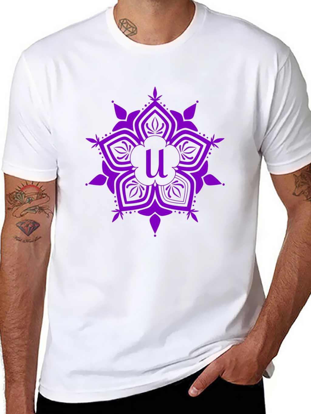 Purple Mandala U Letter Black Tee