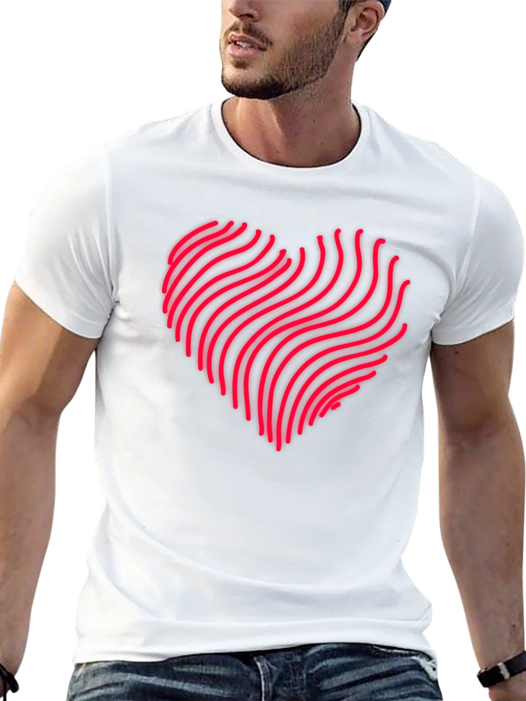 Abstract Heartbeat Graphic Black Tee