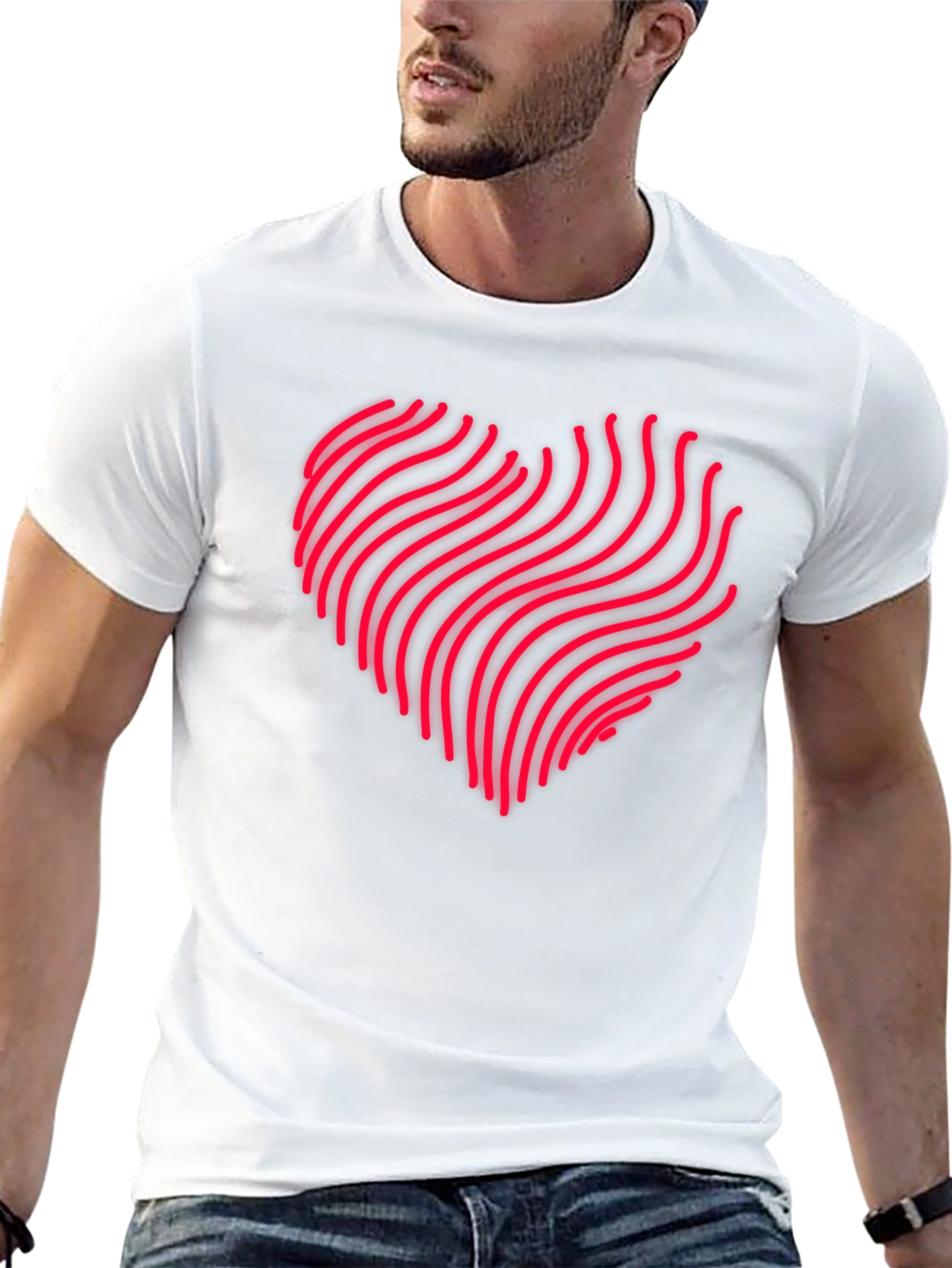 Abstract Heartbeat Graphic Black Tee