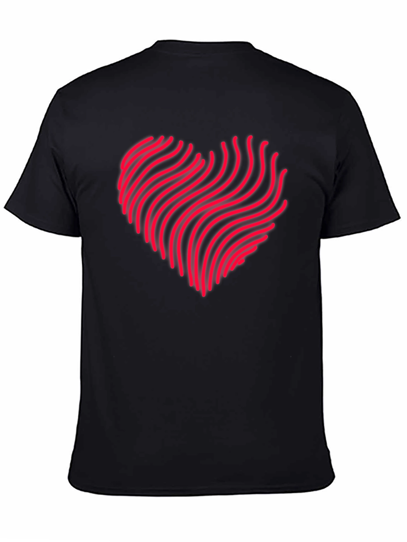 Abstract Heartbeat Graphic Black Tee