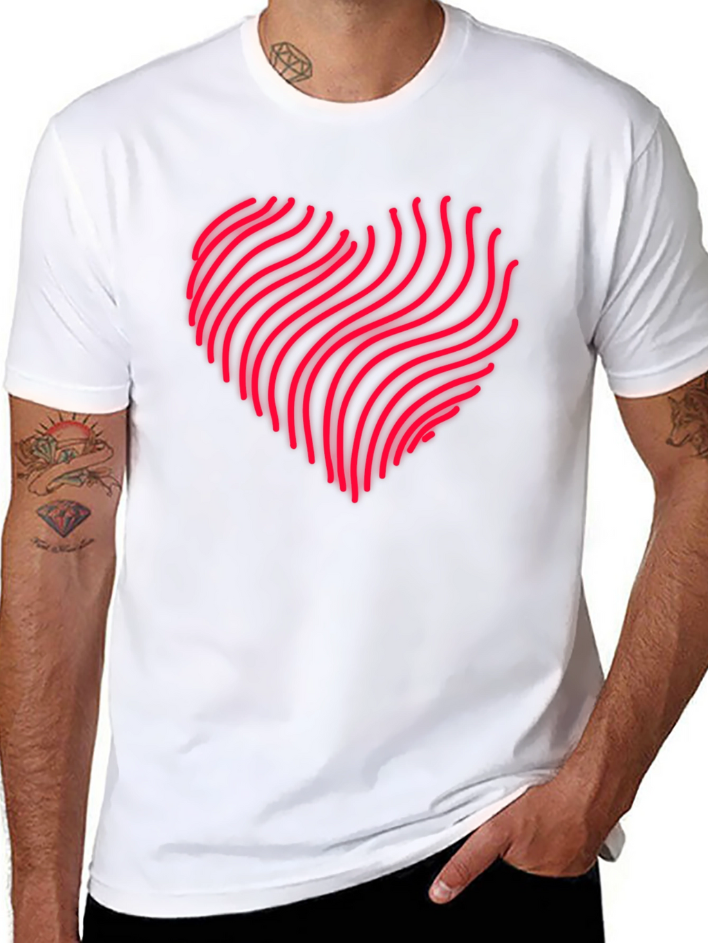 Abstract Heartbeat Graphic Black Tee