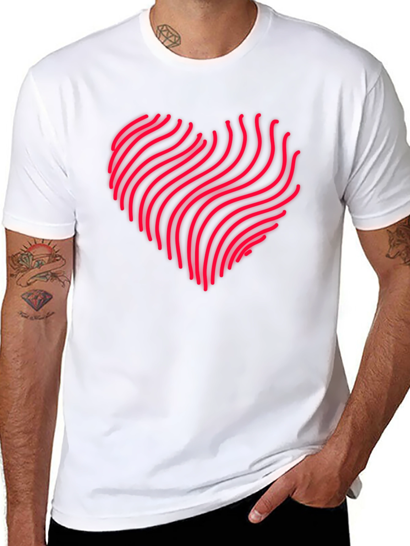 Abstract Heartbeat Graphic Black Tee