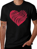 Abstract Heartbeat Graphic Black Tee