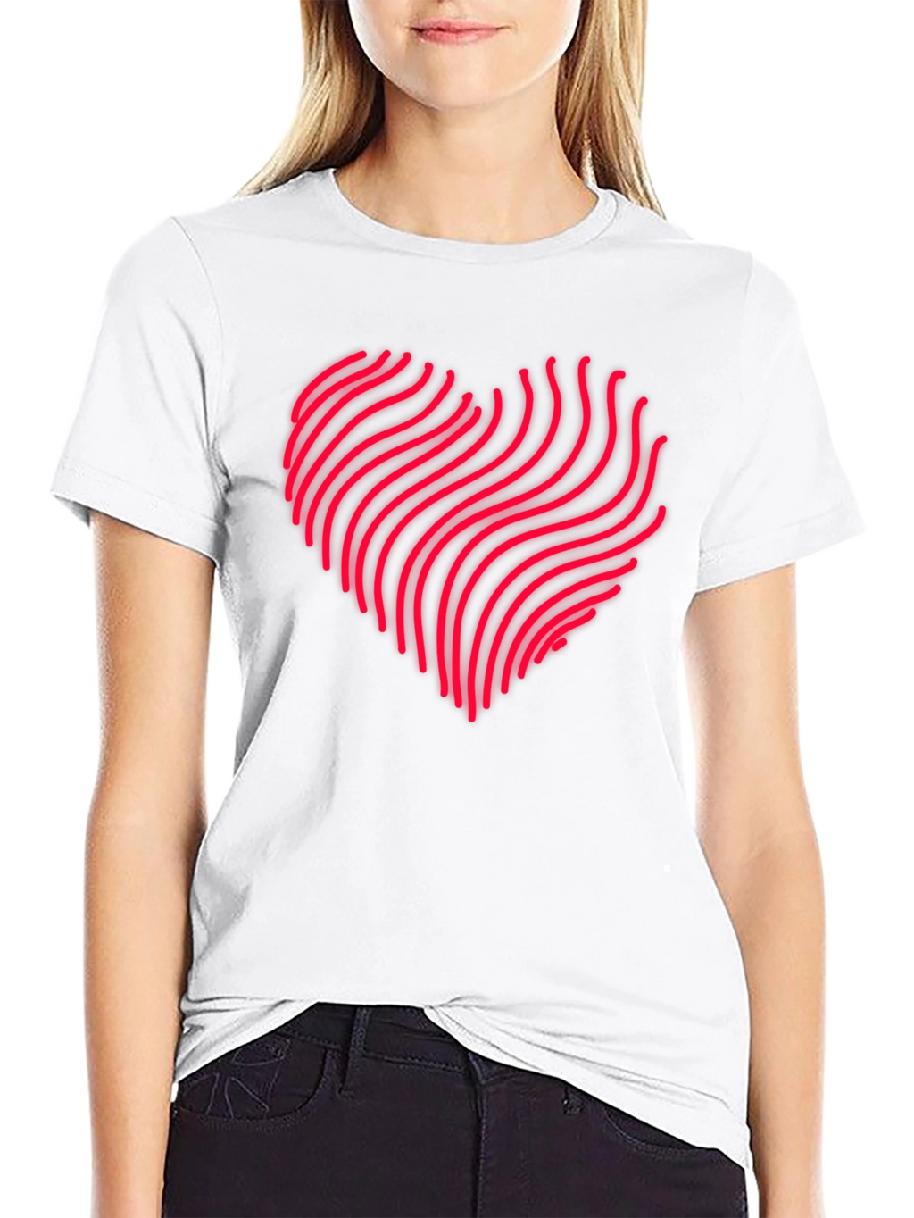 Abstract Heartbeat Graphic Black Tee