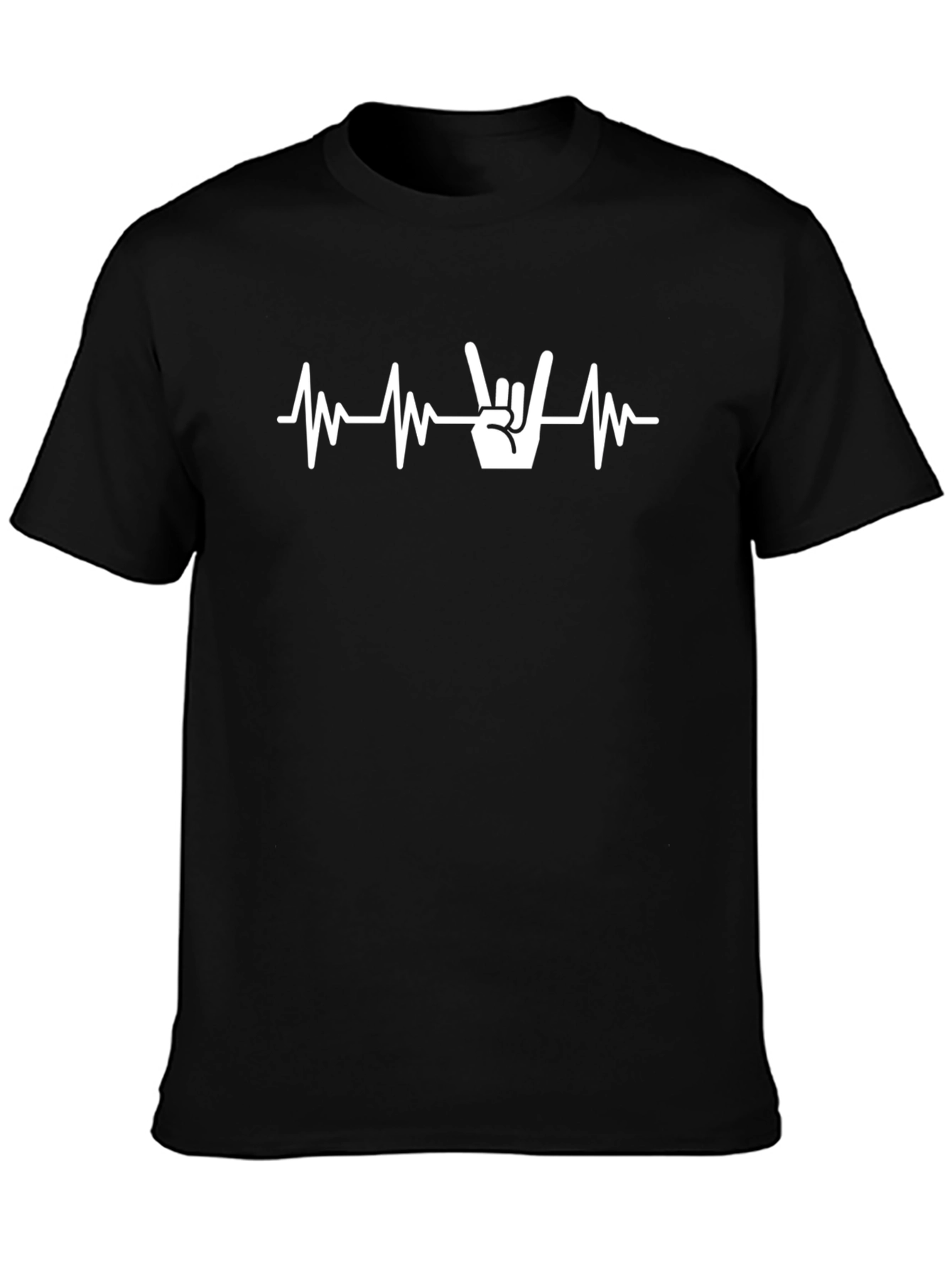 Rock On Heartbeat T-Shirt - Black Graphic Tee