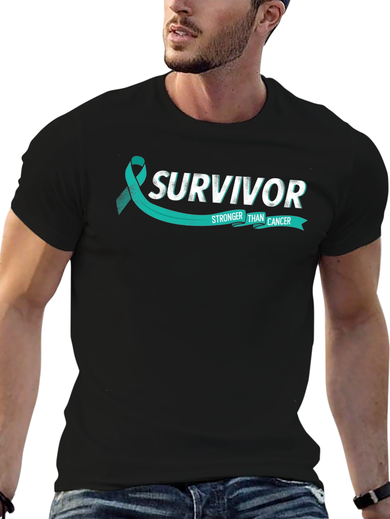 Survivor Stronger Than Cancer Teal Ribbon T-Shirt