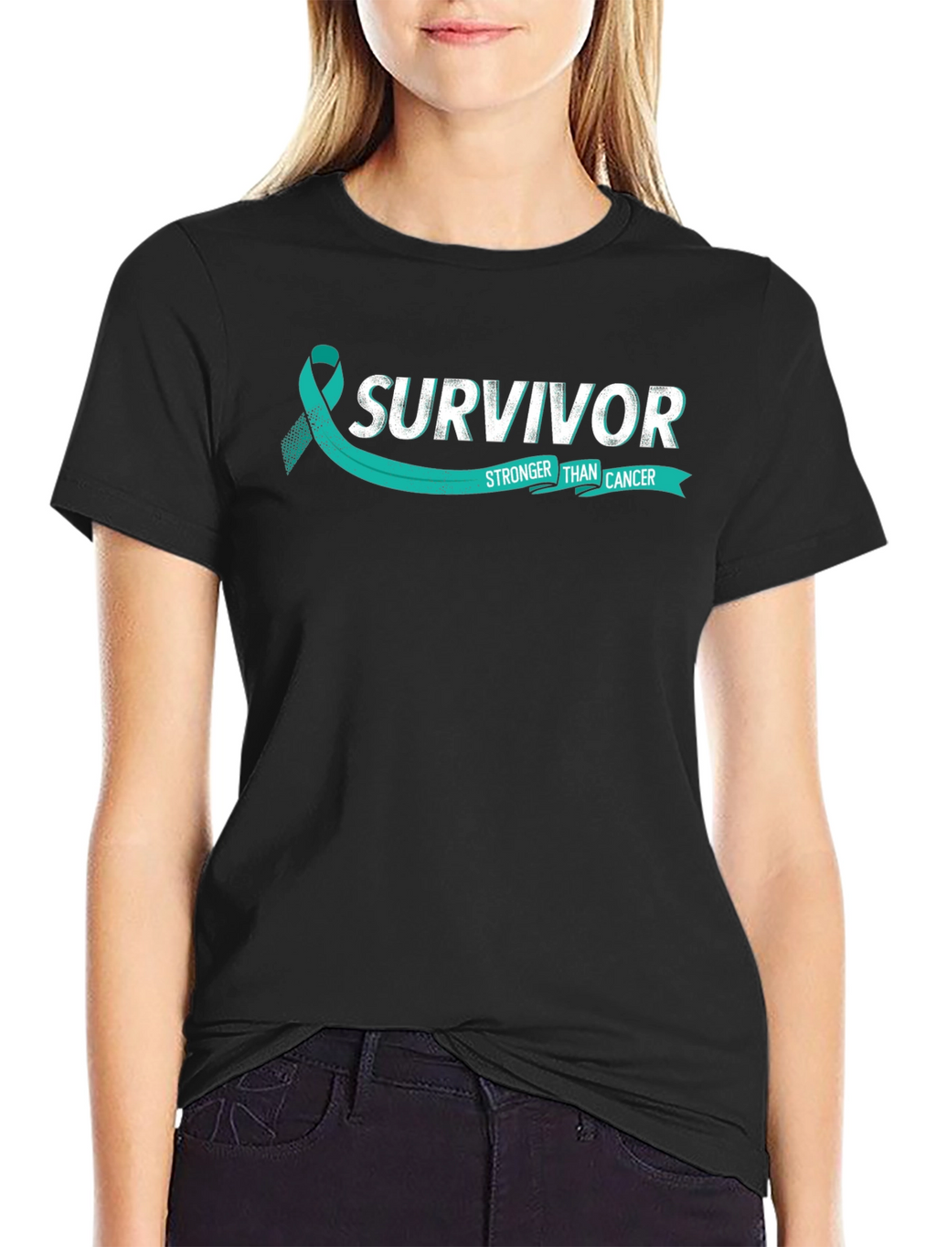 Survivor Stronger Than Cancer Teal Ribbon T-Shirt