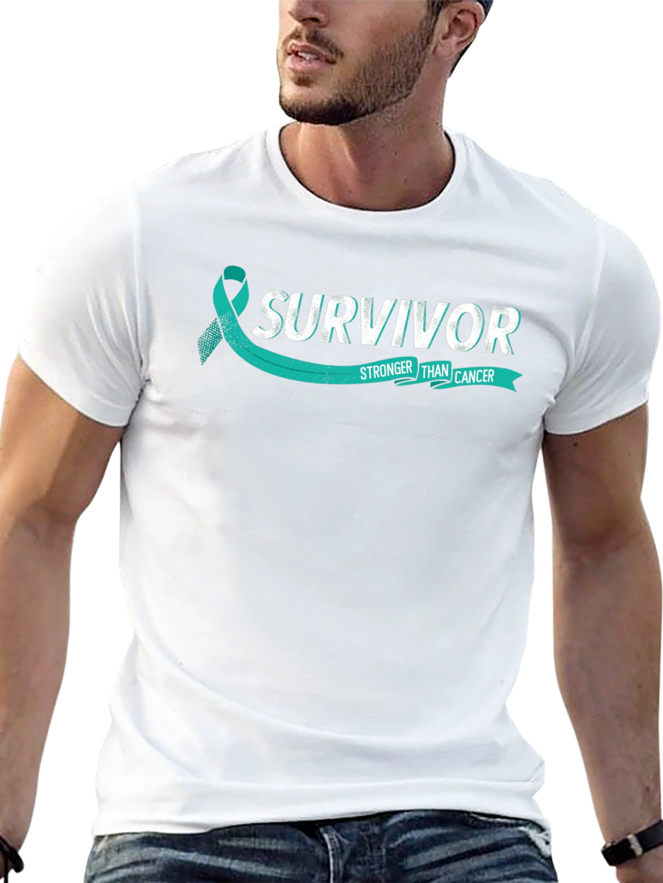 Survivor Stronger Than Cancer Teal Ribbon T-Shirt