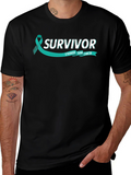 Survivor Stronger Than Cancer Teal Ribbon T-Shirt