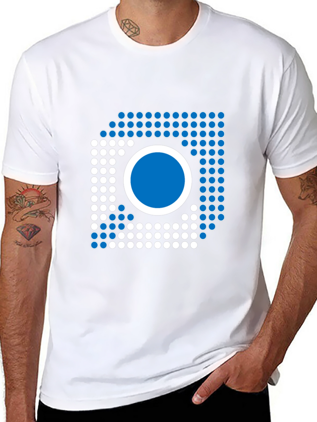 Modern Geometric Graphic Tee - Black