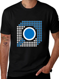 Modern Geometric Graphic Tee - Black