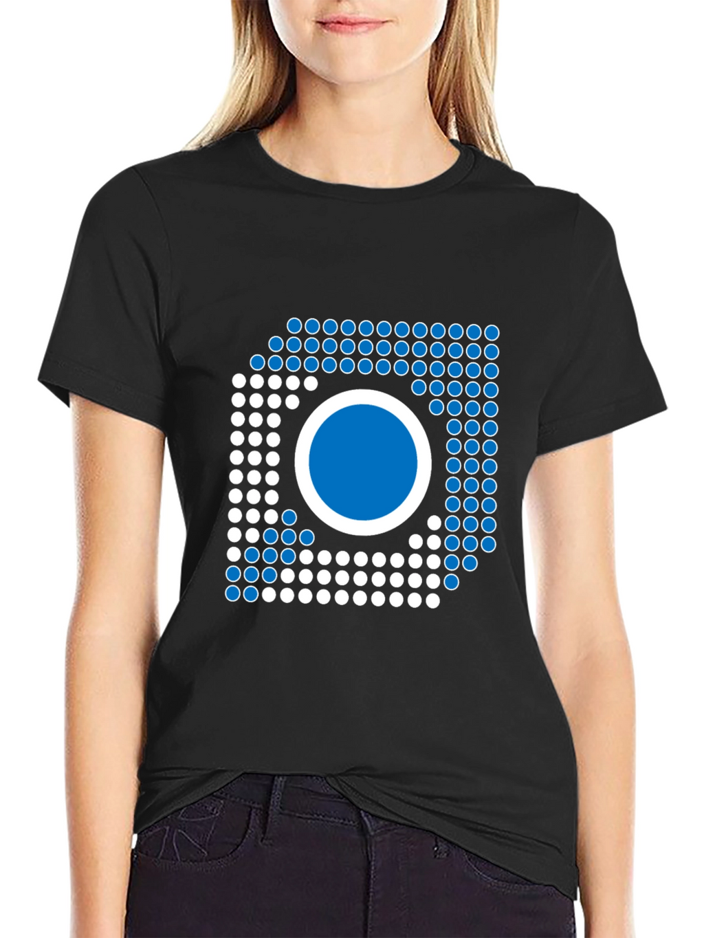 Modern Geometric Graphic Tee - Black