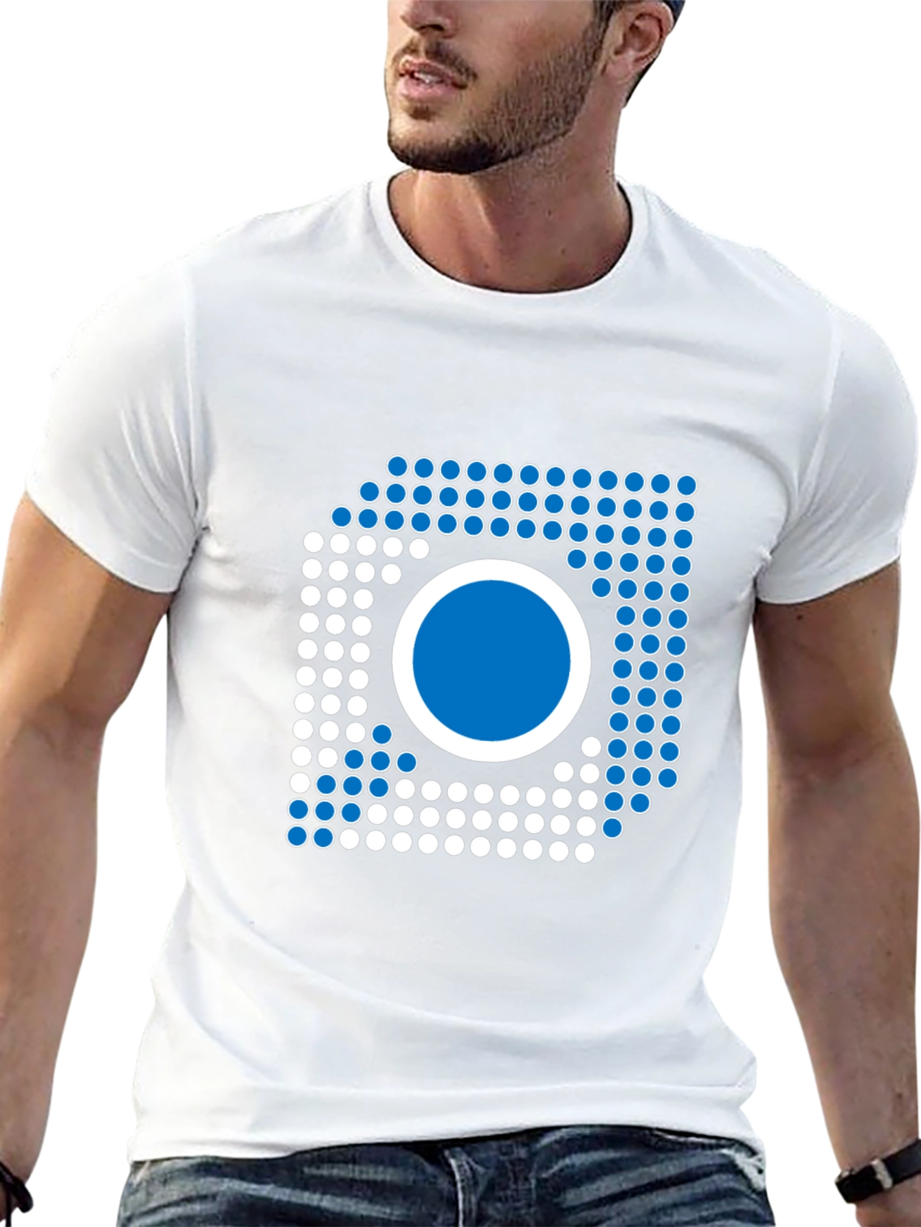 Modern Geometric Graphic Tee - Black