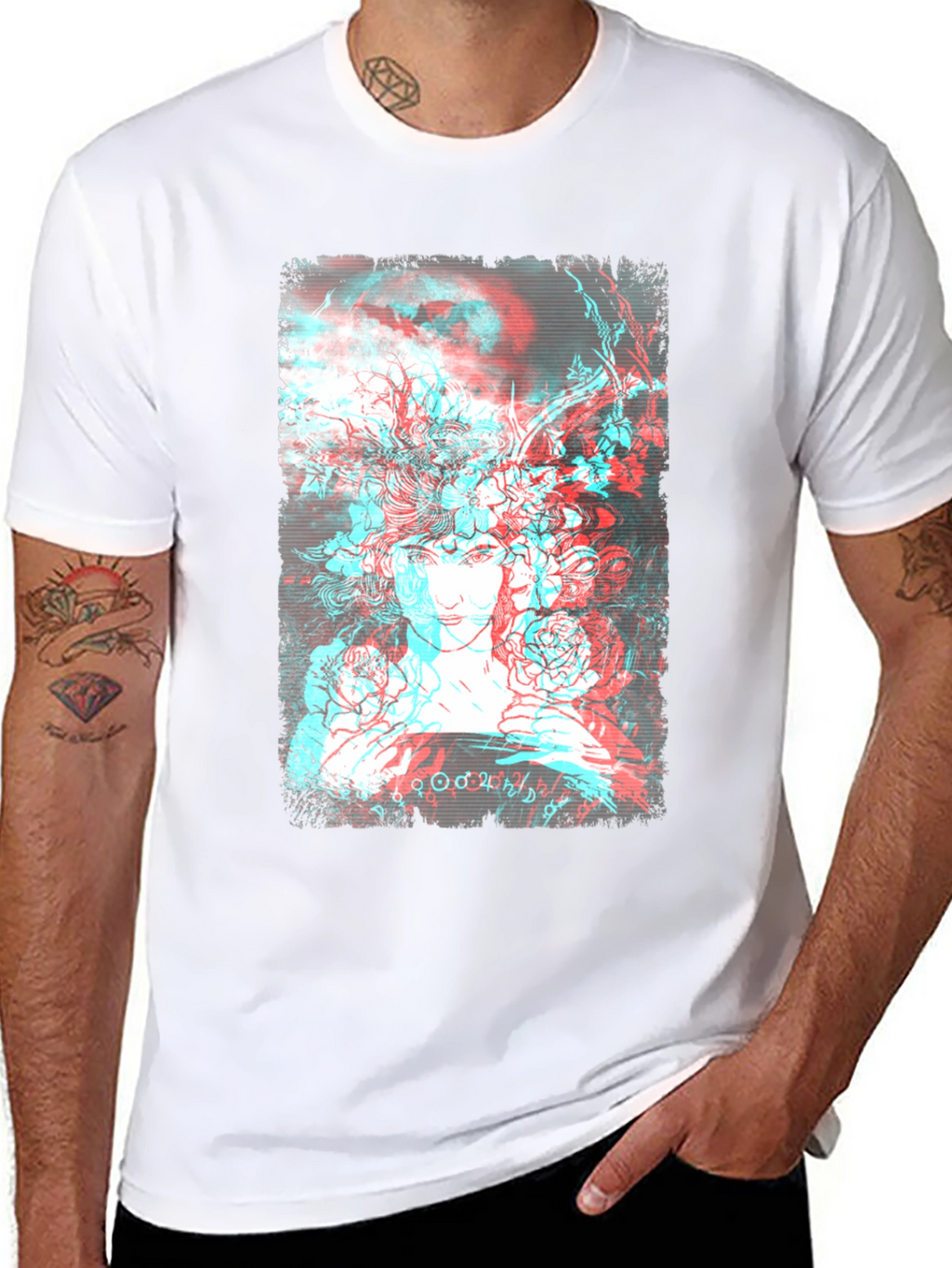 Abstract Anaglyph Art Graphic T-Shirt