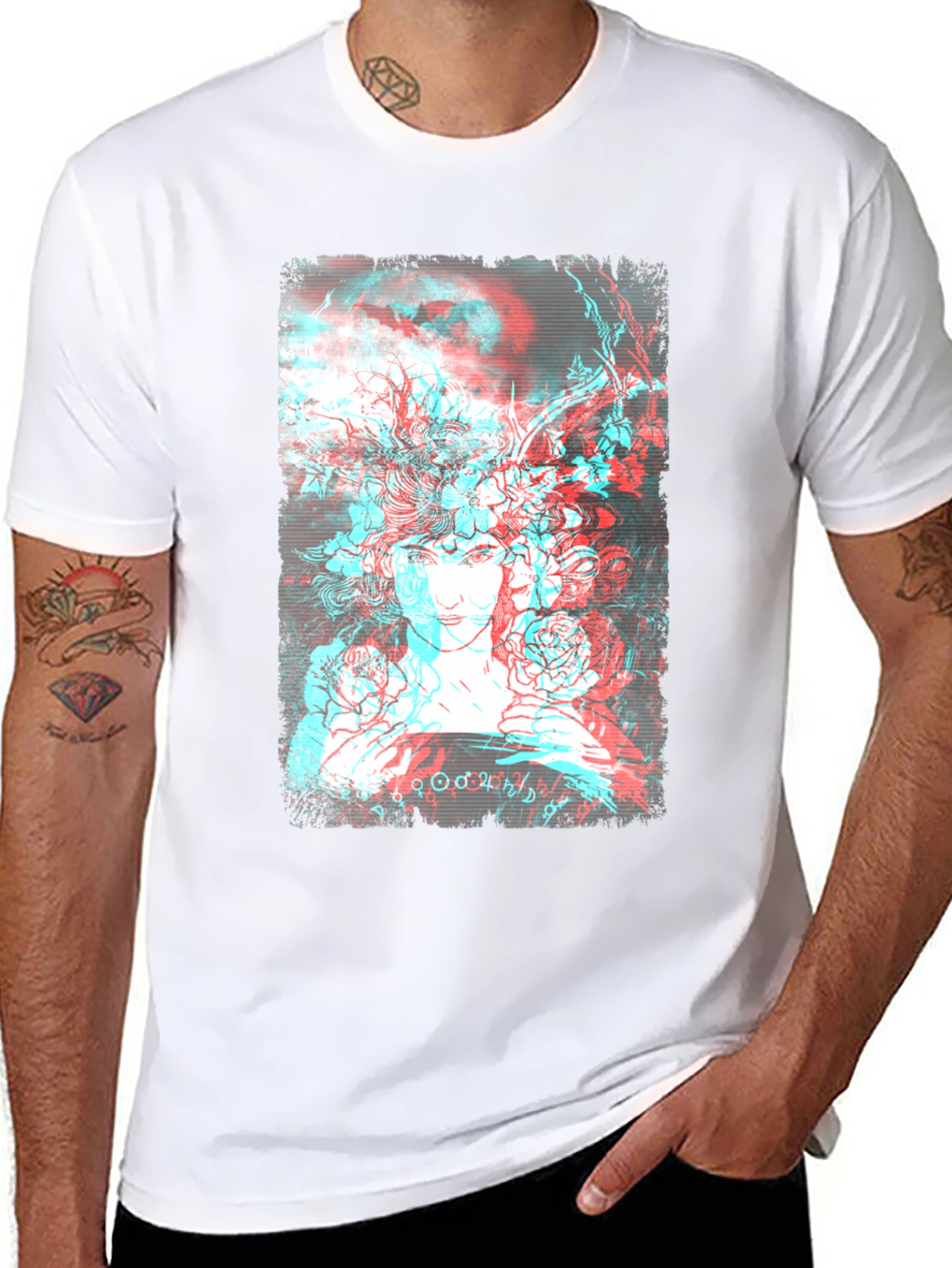 Abstract Anaglyph Art Graphic T-Shirt