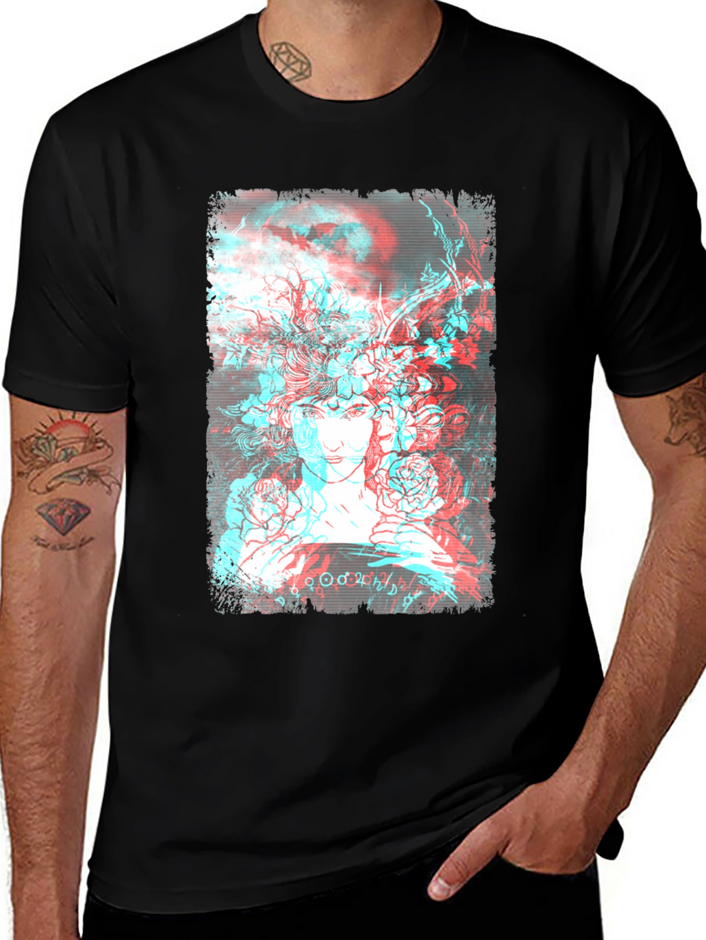 Abstract Anaglyph Art Graphic T-Shirt