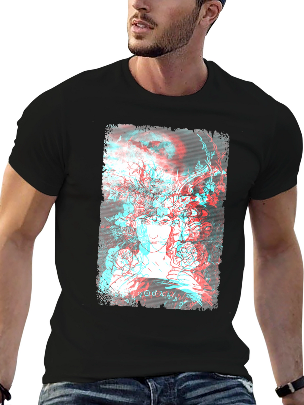 Abstract Anaglyph Art Graphic T-Shirt