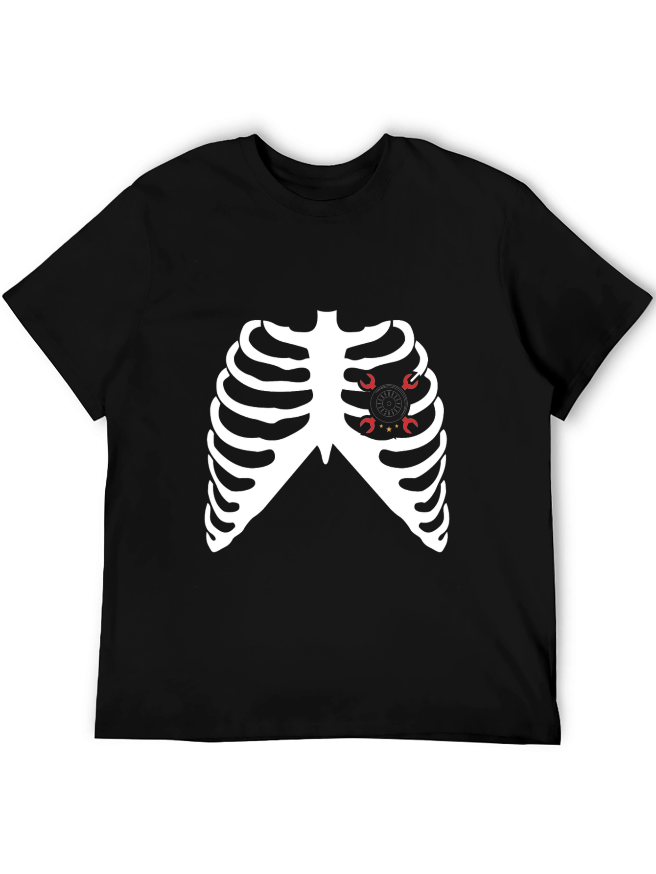 Skeleton Ribcage Heart Halloween Graphic Tee