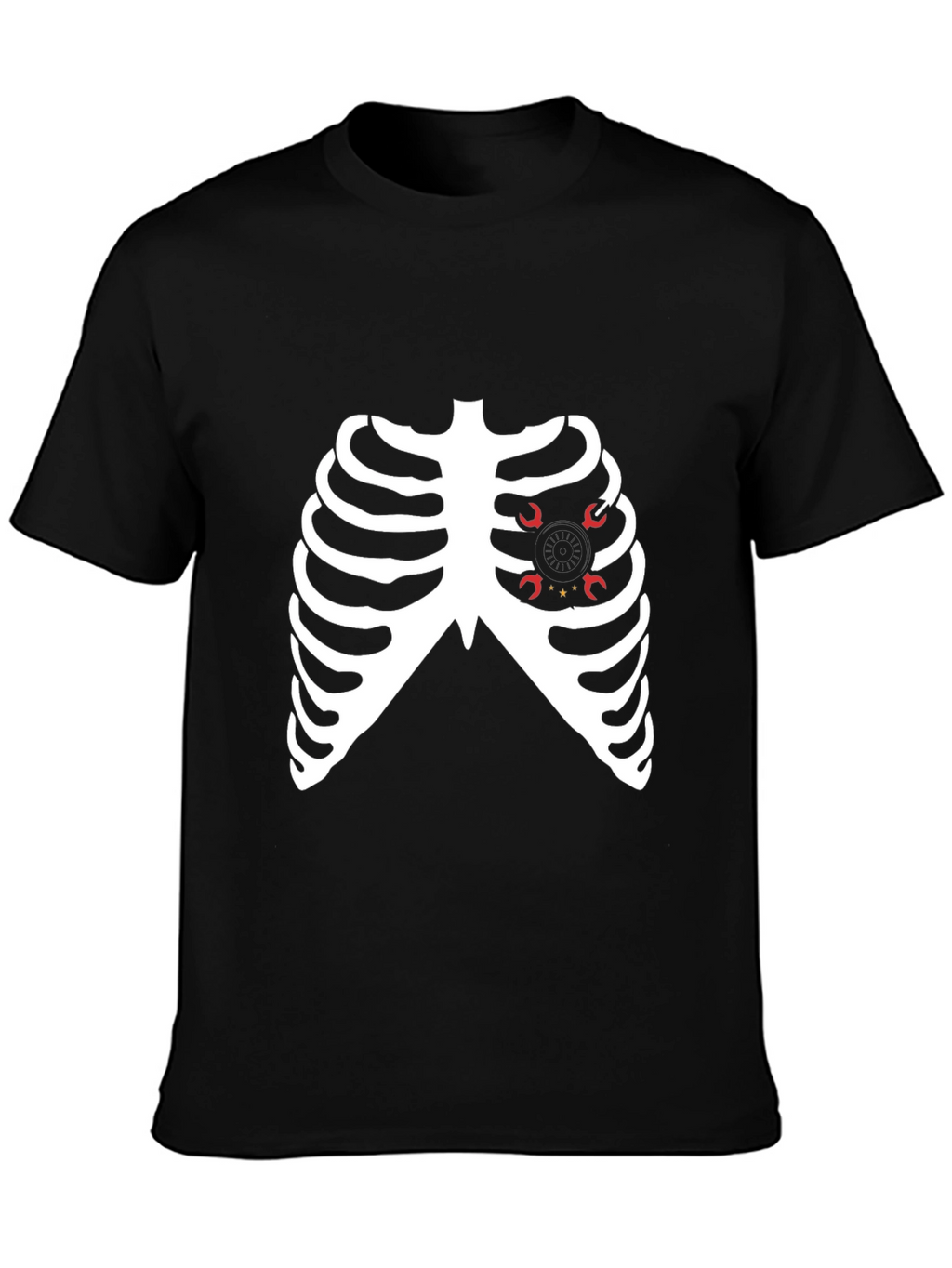 Skeleton Ribcage Heart Halloween Graphic Tee