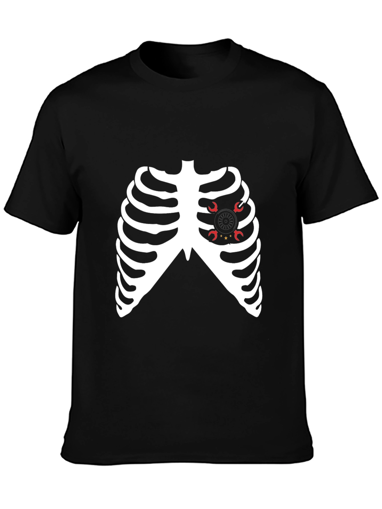 Skeleton Ribcage Heart Halloween Graphic Tee