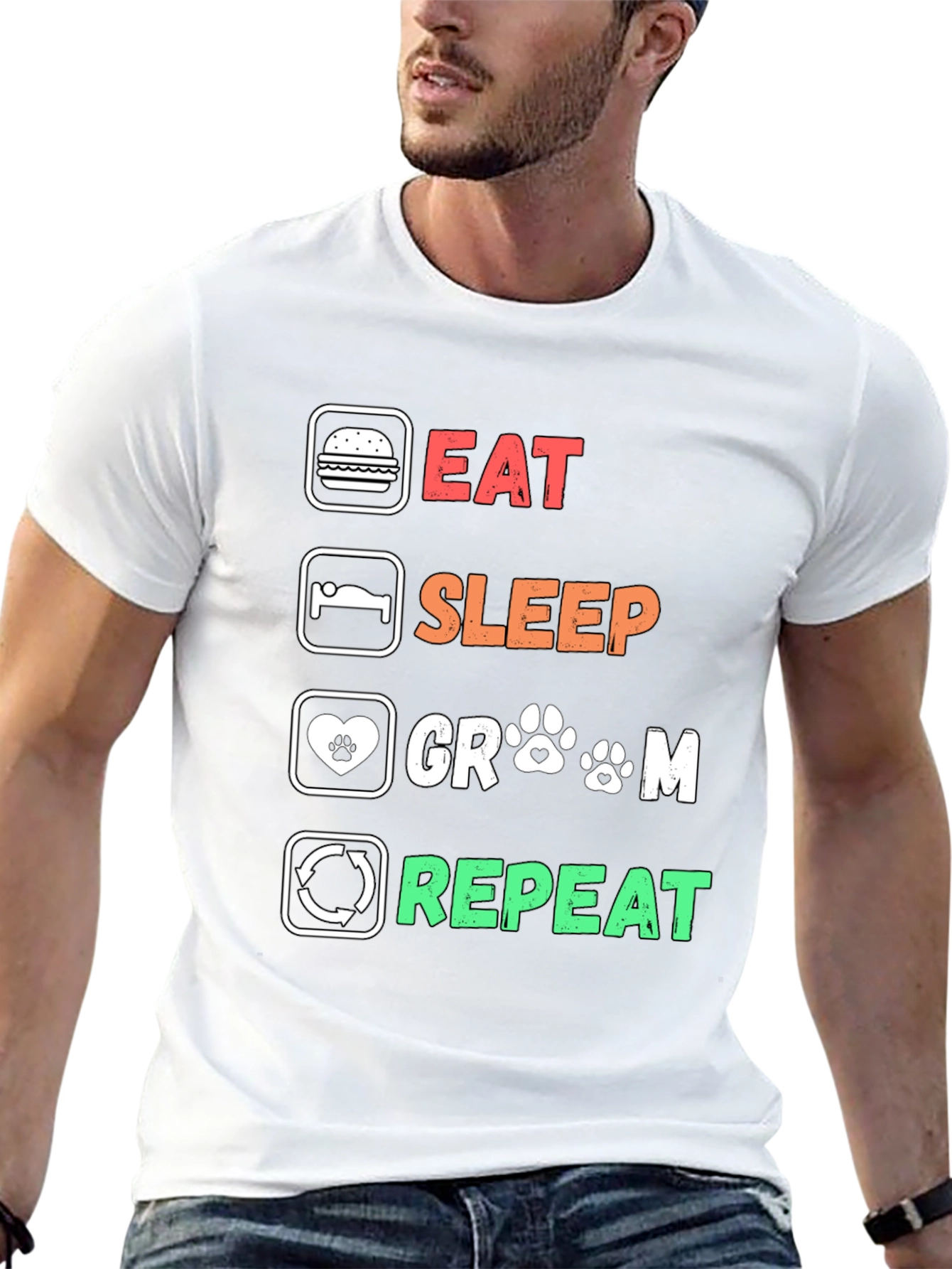Eat Sleep Groom Repeat Graphic Tee