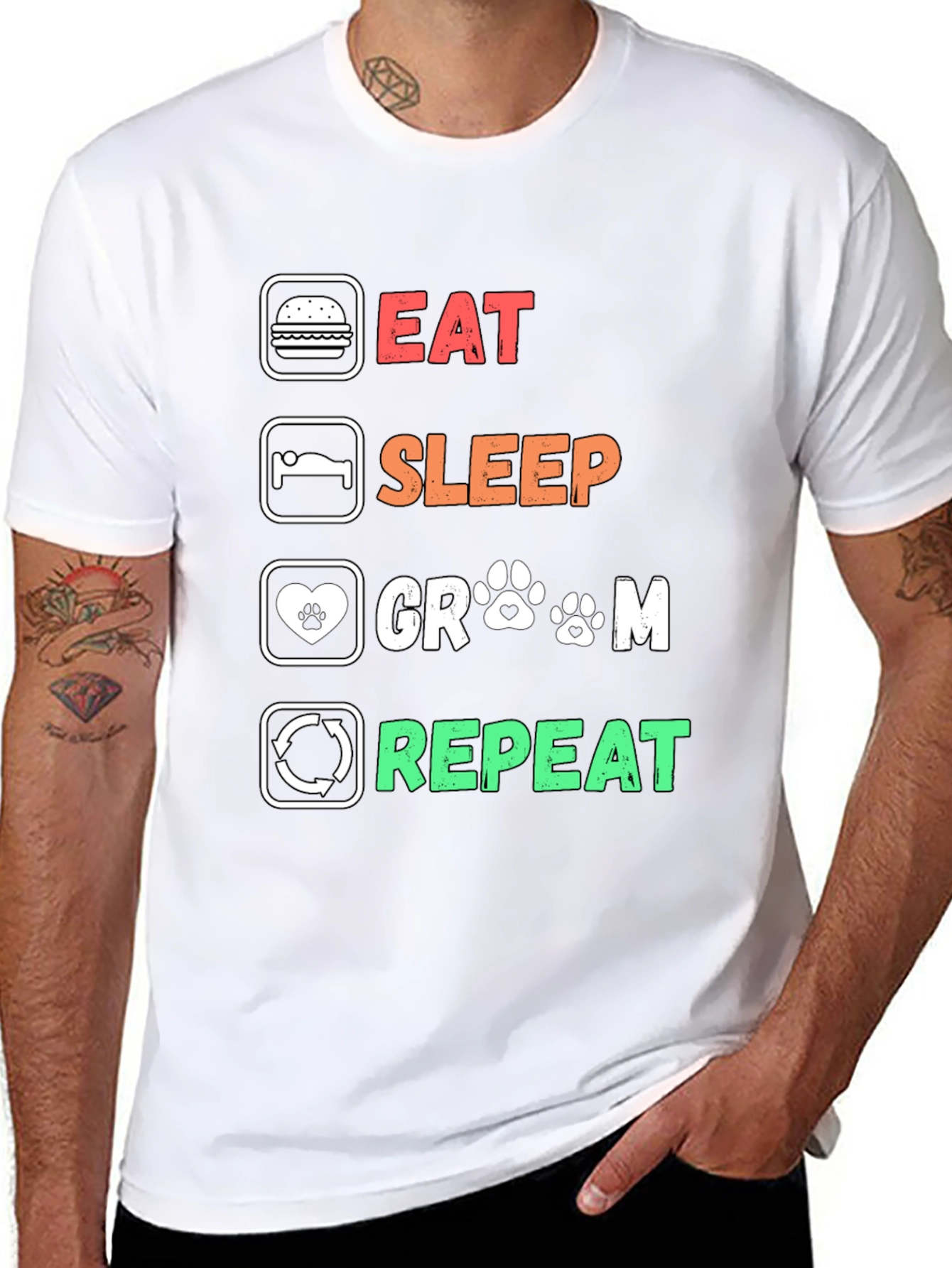 Eat Sleep Groom Repeat Graphic Tee