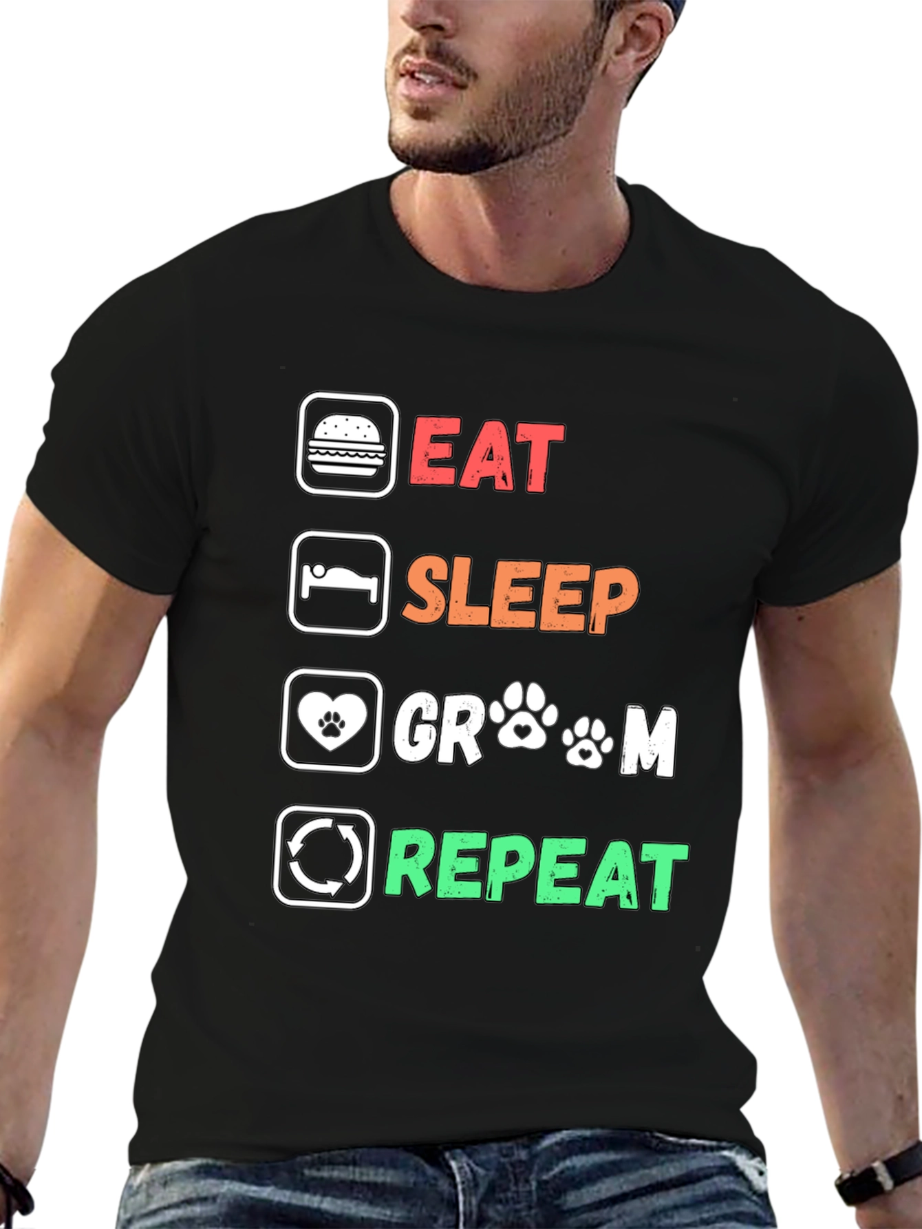 Eat Sleep Groom Repeat Graphic Tee